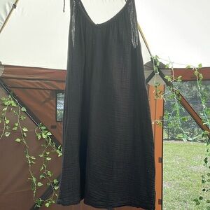 Old Navy Black Cotton Linen Dress size L